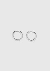 Simple Flat Hinged Hoop Earrings in Silver