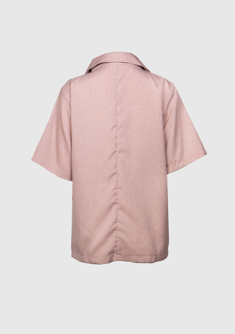 Short-Sleeved Boxy Double-Breasted Jacket in Pink