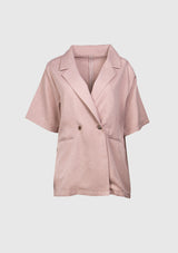 Short-Sleeved Boxy Double-Breasted Jacket in Pink