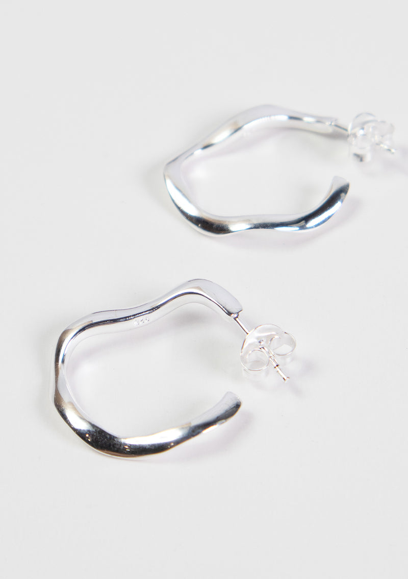 Wave C-Hoop Earrings in Silver