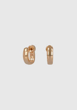 Simple Hinged D-Hoop Earrings in Pink Gold