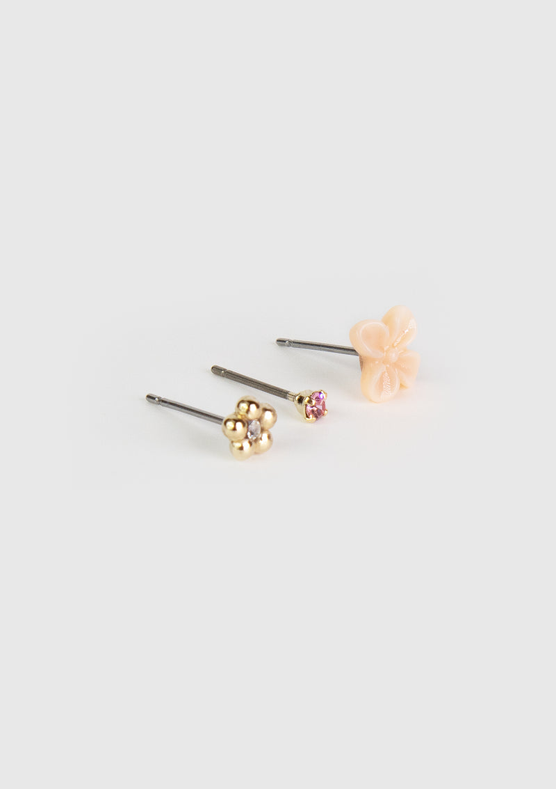 Flower x Food Charms Earrings in Pink