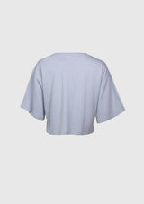 DIVERTIDO Cropped Boxy Logo Tee in Light Blue