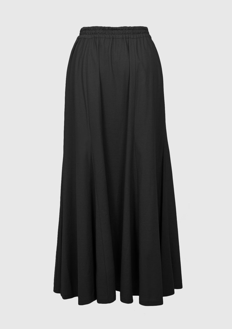 Drawstring Waist Flared Skirt in Dark Grey