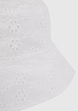 Cotton Eyelet Embroidery Bucket Hat in Off White