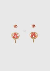 Pearl Diamante x Japanese Flower Fan Earrings in Pink