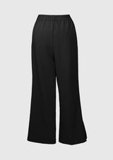 Flare-Leg Pants with Slit in Black