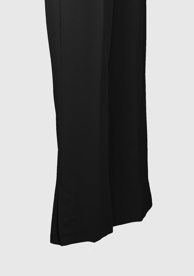 Flare-Leg Pants with Slit in Black