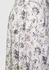 Floral Midi Trumpet Skirt in White Multi