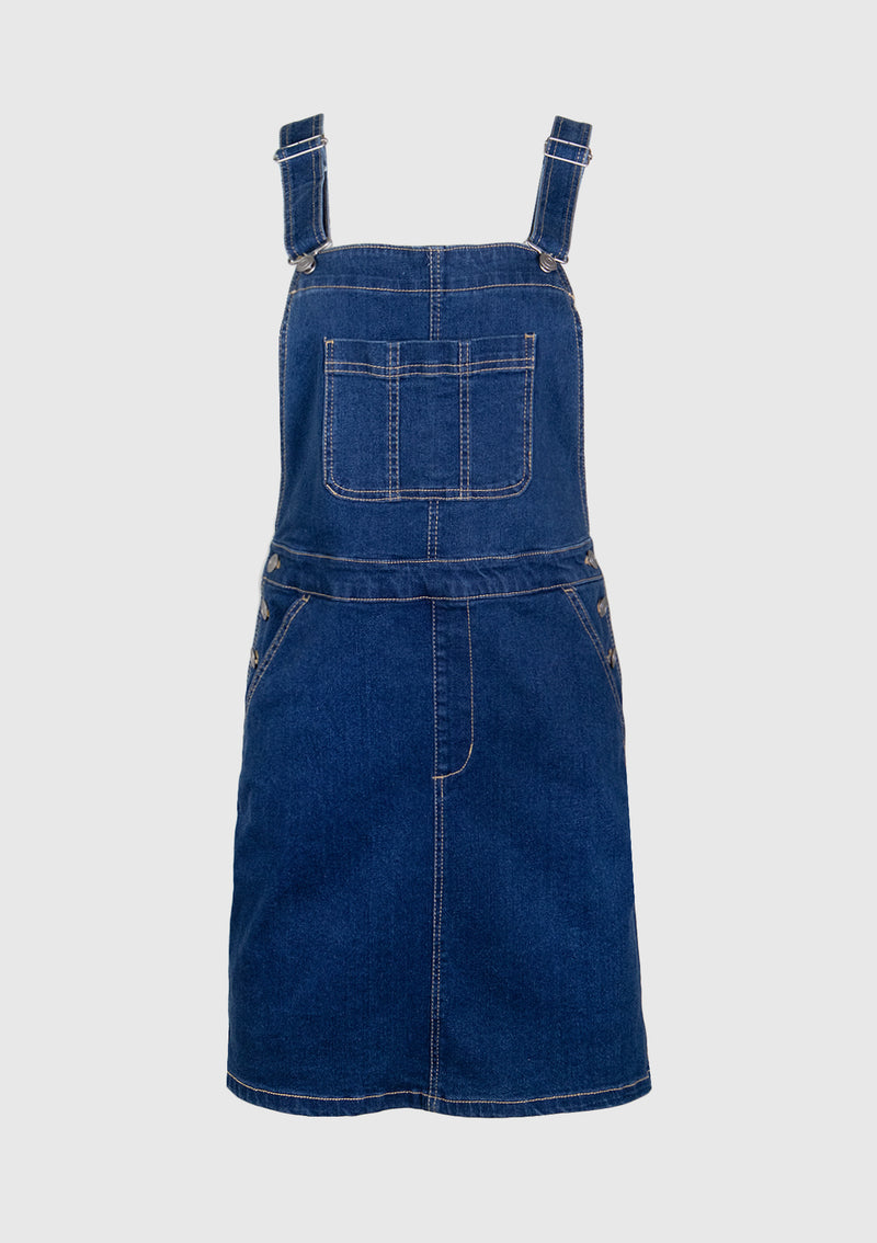 Denim Fitted Mini Jumper Skirt in Denim Blue