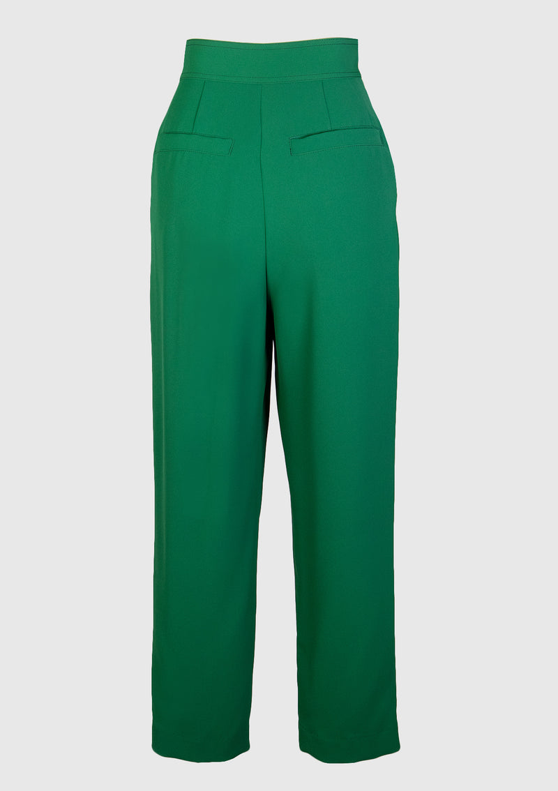 Pleat-Front Tapered Pants in Green