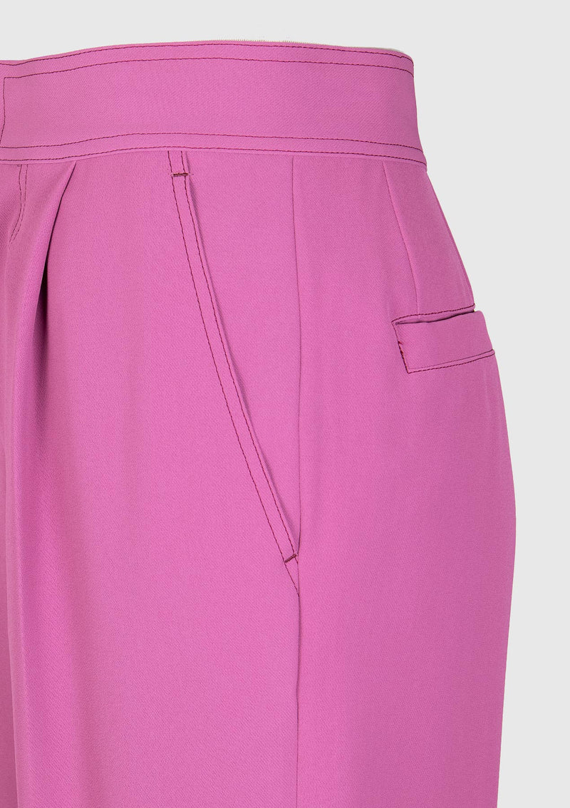 Pleat-Front Tapered Pants in Pink