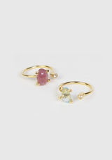 Small 2 Stone Tourmaline Ring in Pink