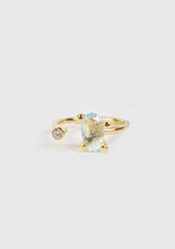 Small 2 Stone Topaz Ring in Blue