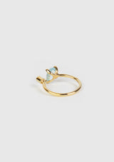 Small 2 Stone Topaz Ring in Blue