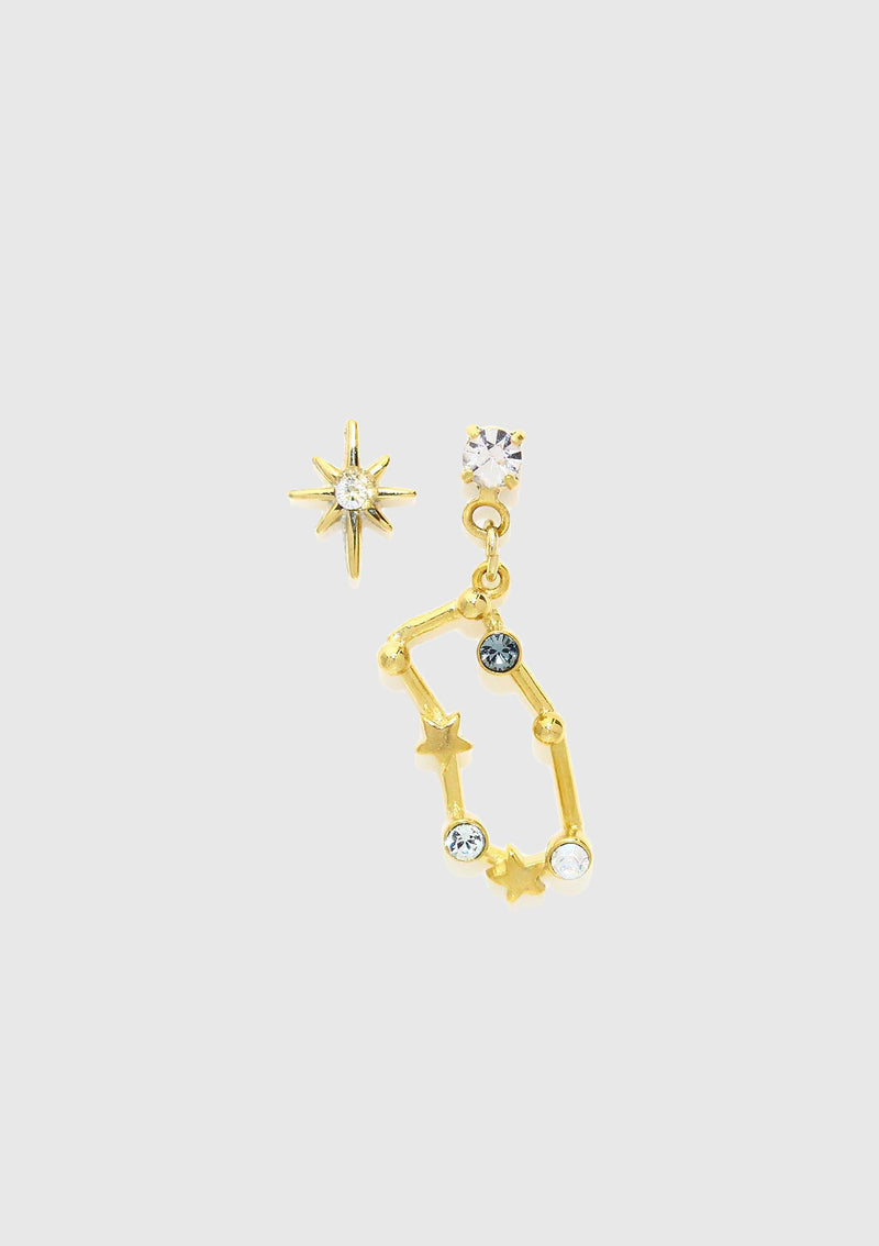 GEMINI Constellation Asymmetric Earrings in Gold