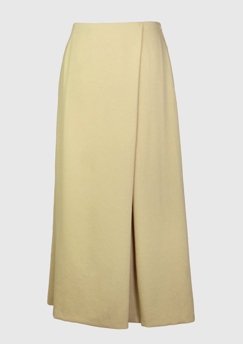 Georgette A-Line Midi Skirt in Light Yellow