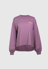 WICKED RABBIT Graphic Logo Tee with Long Puff Sleeves in Purple
