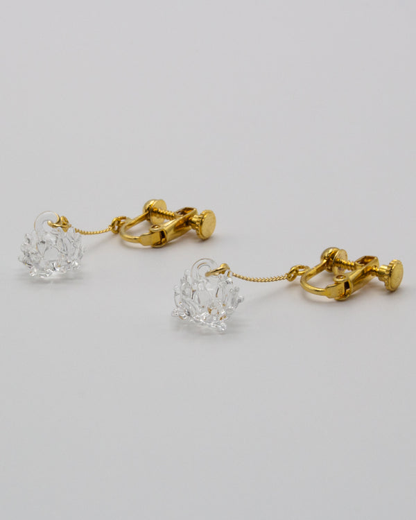 WHITE CLOVER Clip-On Earrings in Gold