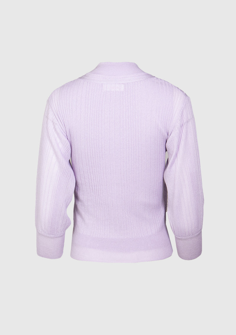 Sheer Wrap-Style Pullover with High-Neck Sleeveless Top Set in Light Purple