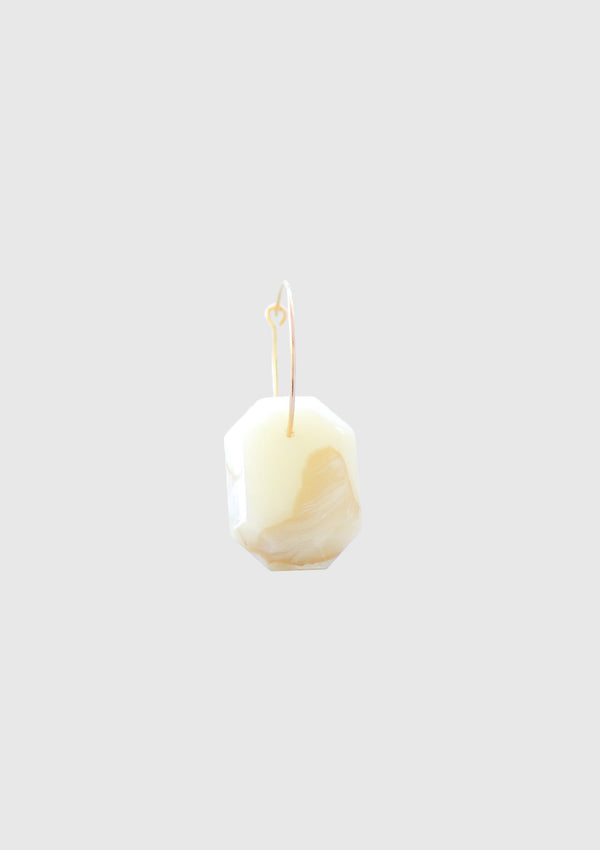 Gem Motif Hoop Earring (Single) in White Marble