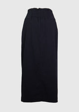 High-Waisted I-Line Fitted Midi Skirt in Black