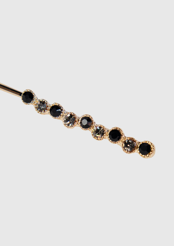 Faux Pearl x Diamante Hair Pin Set in Black