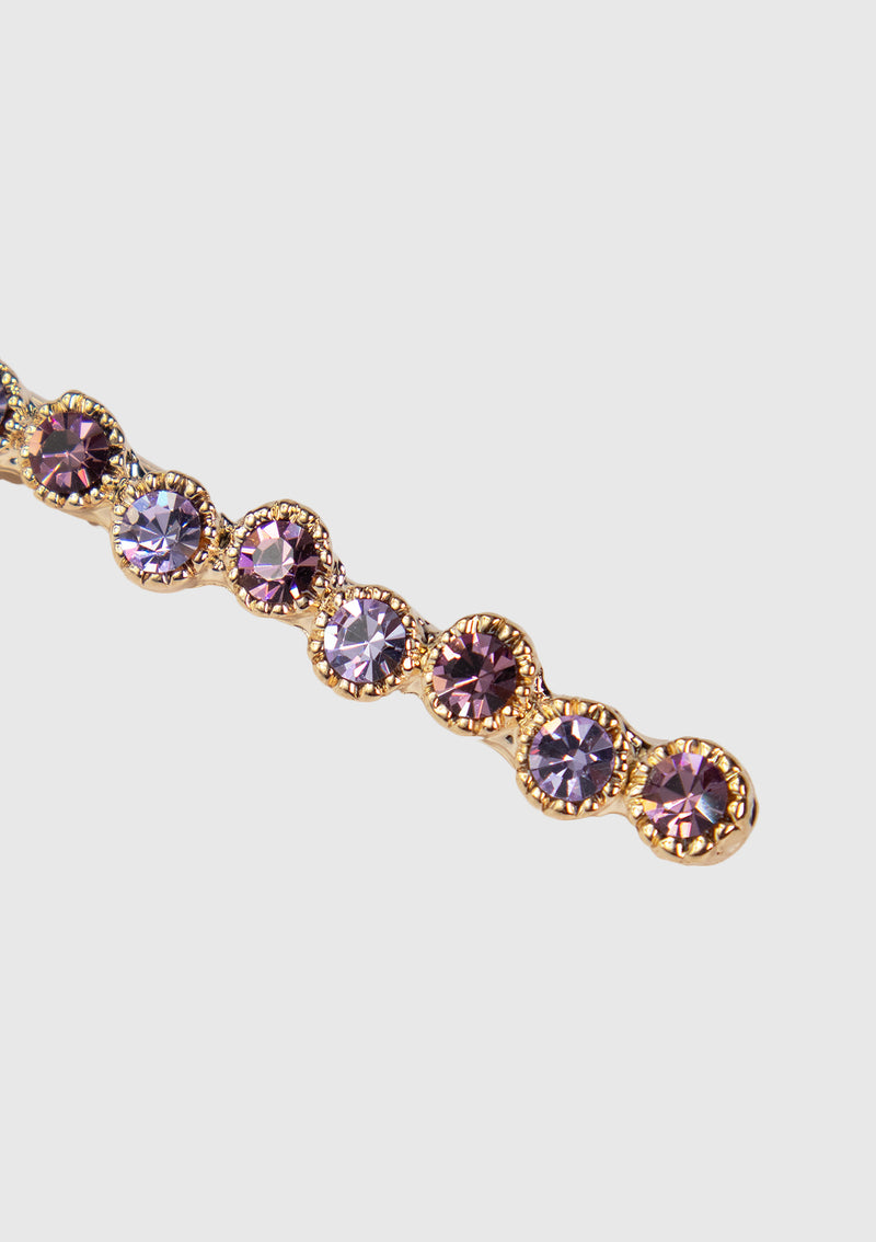 Faux Pearl x Diamante Hair Pin Set in Purple