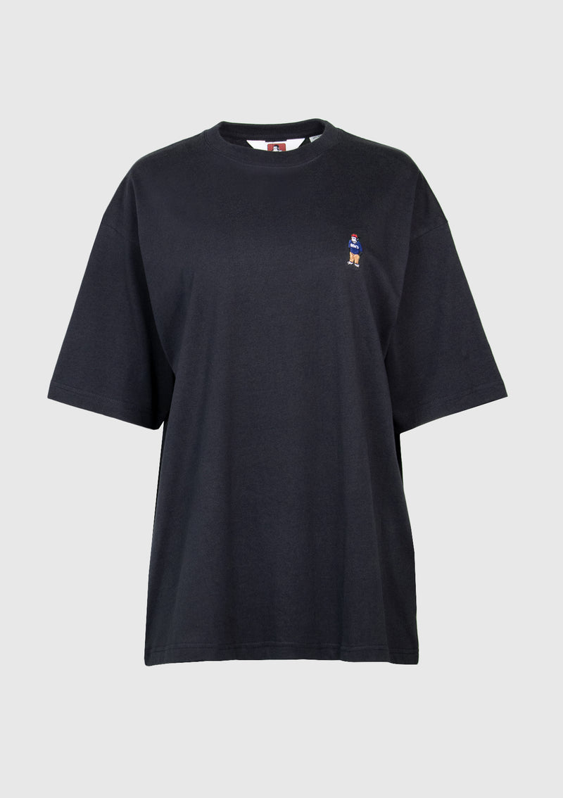 BEN DAVIS Oversized Tee with Embroidered Logo in Black