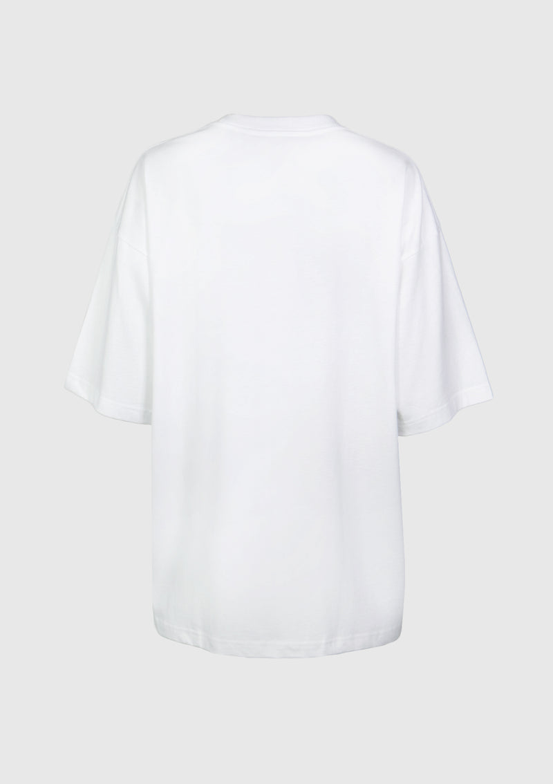 BEN DAVIS Oversized Tee with Embroidered Logo in White