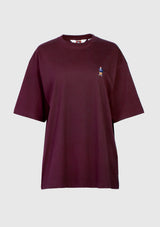 BEN DAVIS Oversized Tee with Embroidered Logo in Wine