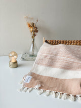 TAKEO Handwoven Blanket in White/Brown