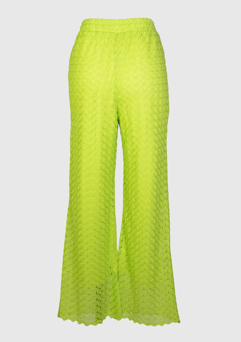 Jacquard Lace Straight-Leg Pants in Light Green