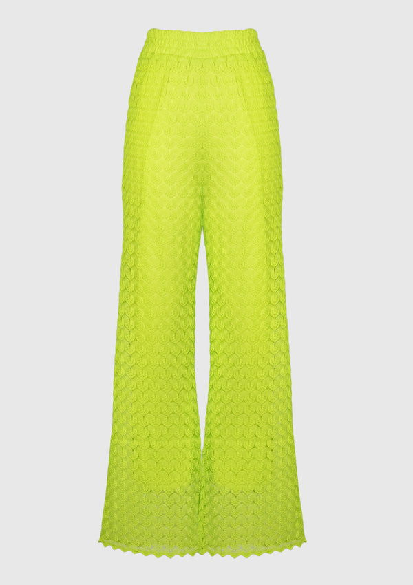 Jacquard Lace Straight-Leg Pants in Light Green