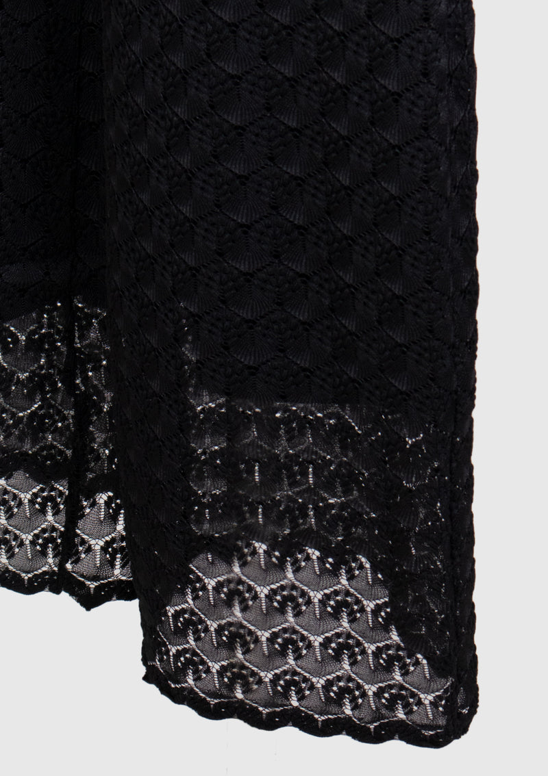 Jacquard Lace Straight-Leg Pants in Black