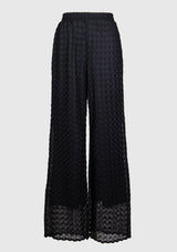 Jacquard Lace Straight-Leg Pants in Black