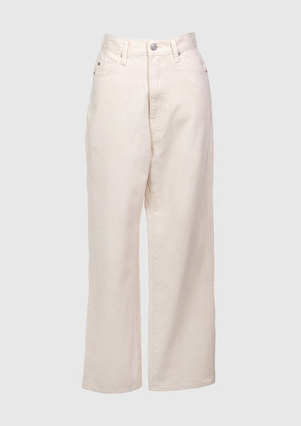 High-Waisted Straight-Leg Jeans in White