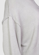 2-Way Cropped Distressed Cardigan in Light Grey