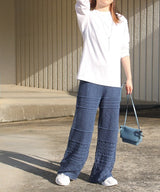Patchwork-Style Knitted Pants in Blue