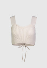 Lace-Up Knitted Bustier in Beige - LUMINE SINGAPORE
