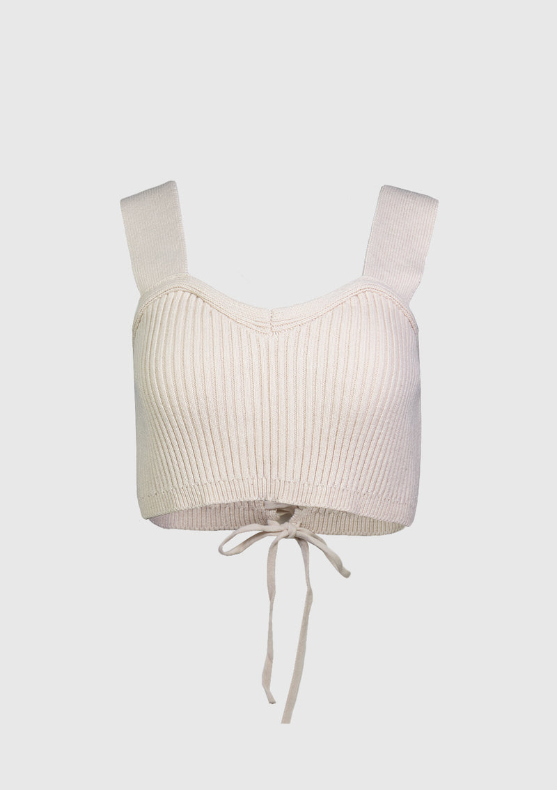 Lace-Up Knitted Bustier in Beige - LUMINE SINGAPORE