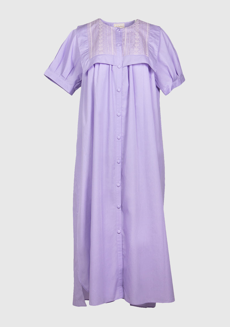 Lace Sailor Collar Maxi Dress in Light Purple