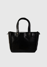 Small Layered Lace-Up Vinyl Tote in Black