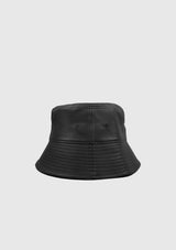 Faux Leather Bucket Hat in Black