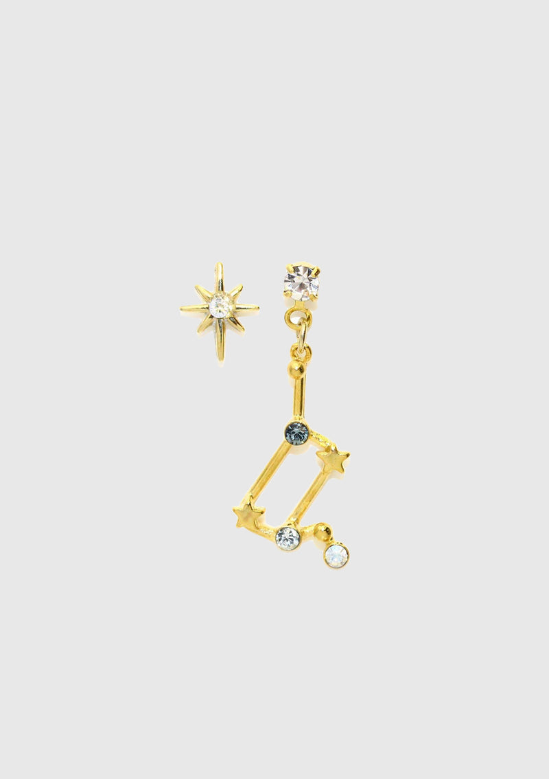 LEO Constellation Asymmetric Earrings in Gold