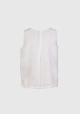 Square-Neck Sleeveless Button Blouse in White