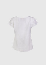 Wide-Neck Short-Sleeved Blouse in White