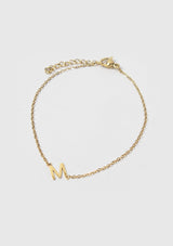 M Initials Pendant Bracelet in Gold