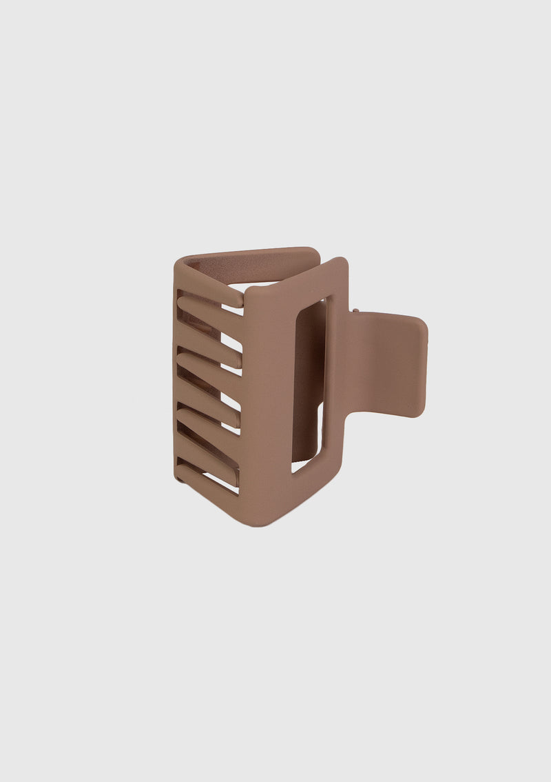 Resin Cut-Out Rectangular Hair Claw in Beige
