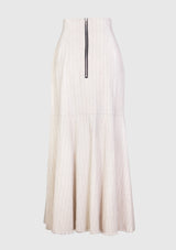 Fringed-Hem Mermaid Skirt in White Stripe